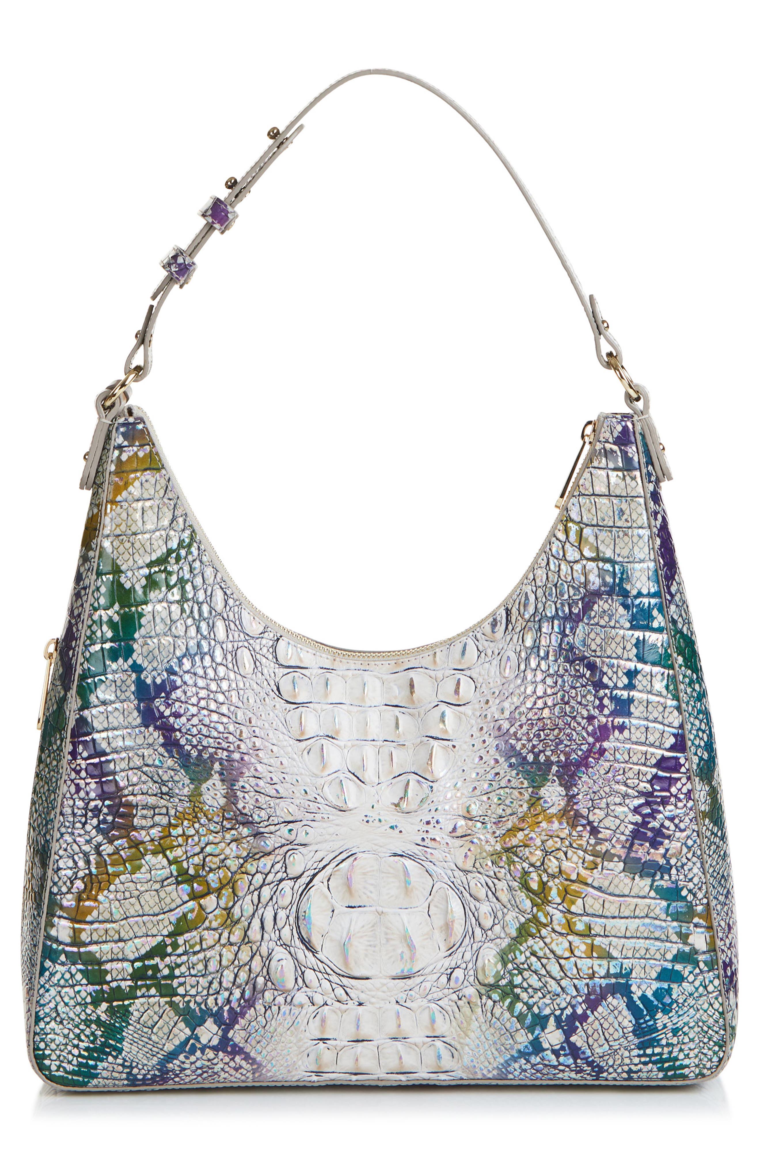 Brahmin Tabitha Croc Embossed Leather Shoulder Bag, Alternate, color, 