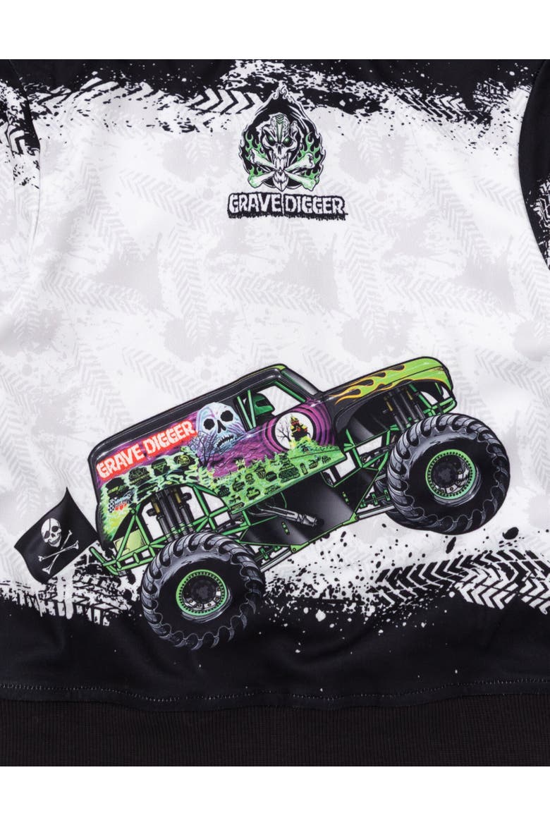 Grave Digger Fleece Zip-Up Hoodie, Alternate, color, Grave Digger White