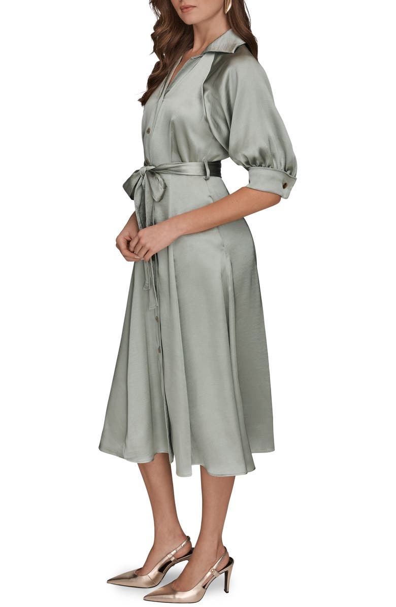 Donna Karan New York Short Sleeve Satin Shirtdress, Alternate, color, Weathered Sage