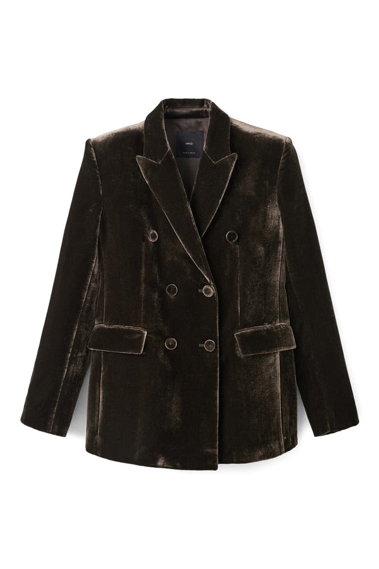Double Breasted Velvet Blazer, Alternate, color, CHOCOLATE