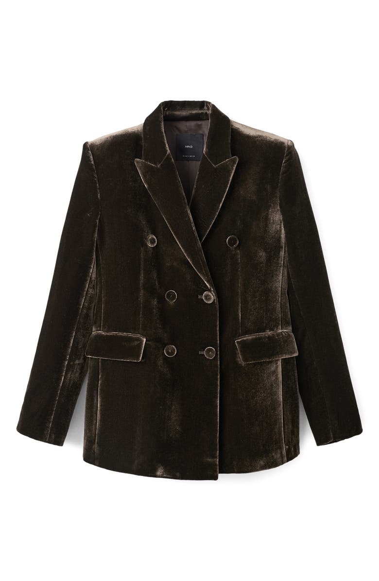 MANGO Double Breasted Velvet Blazer, Alternate, color, 