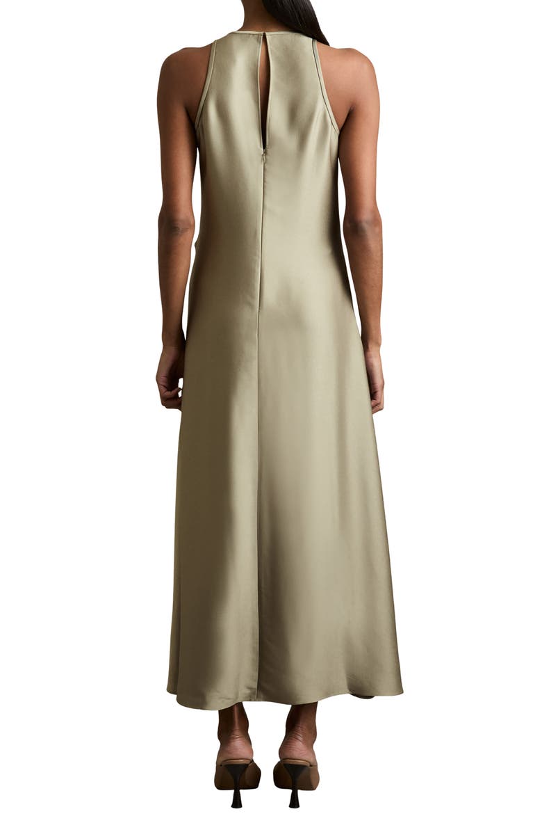 Micah Sleeveless Satin High-Low Maxi Dress, Alternate, color, KHAKI