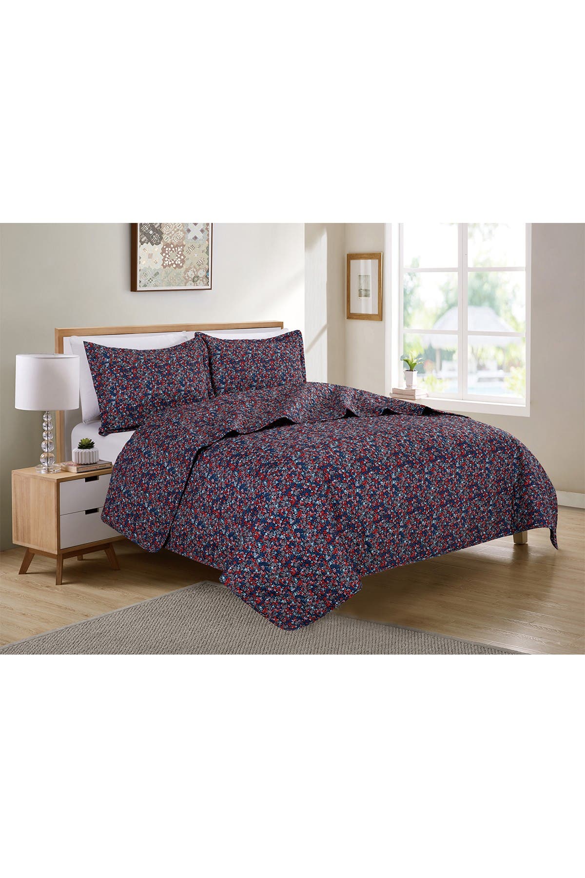 MELANGE HOME Vintage Floral Full/Queen Quilt 3-Piece Set | Nordstromrack