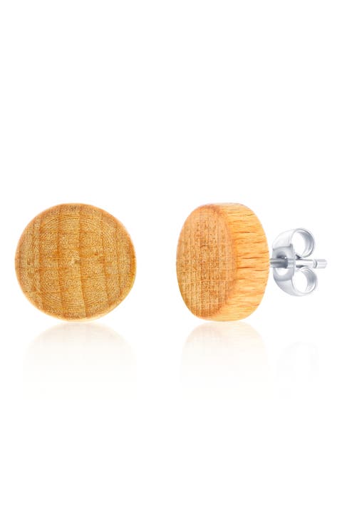 Men's Wood Stud Earrings