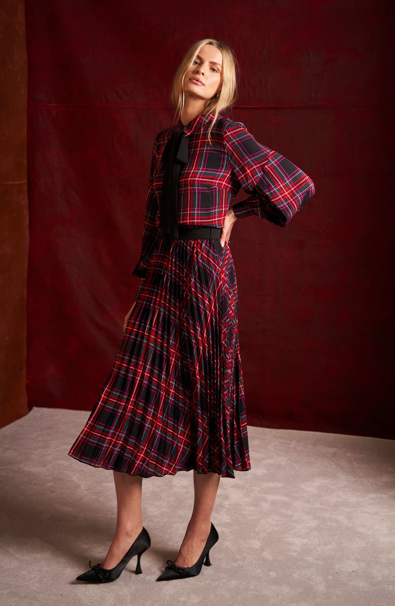 CeCe Plaid Pussy Bow Blouse, Alternate, color, 