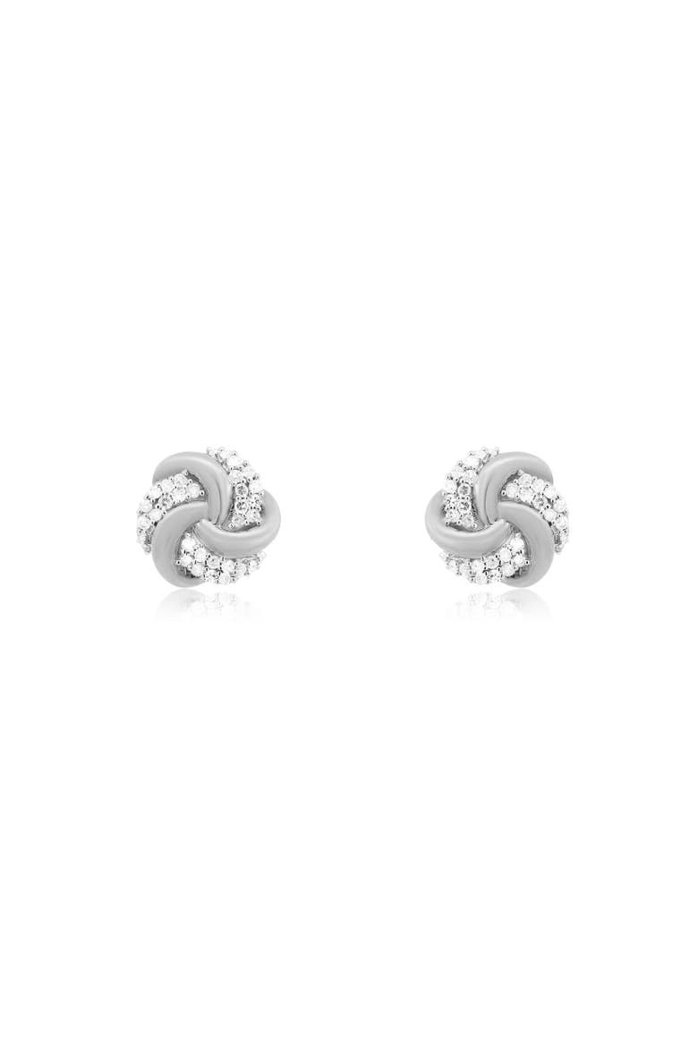 Diamond Knot Screw Back Stud Earrings, Alternate, color, Sterling Silver