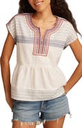 Lucky Brand Embroidered Cotton Top