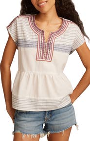 Lucky Brand Embroidered Cotton Top