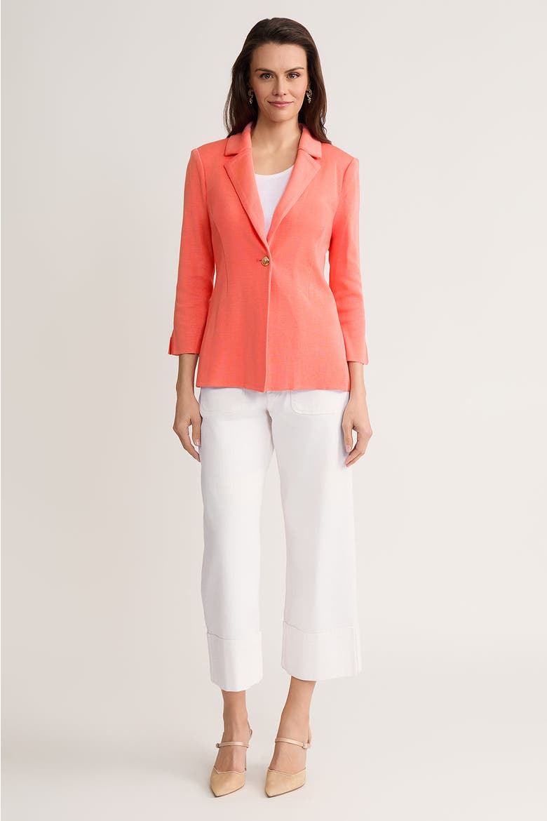 Tailored Single-Button Knit Jacket, Alternate, color, Plumeria