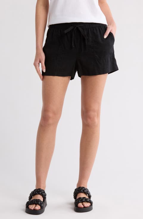 Drawstring Linen Blend Shorts