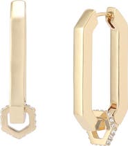 AllSaints Crystal Hexagon Huggie Hoop Earrings