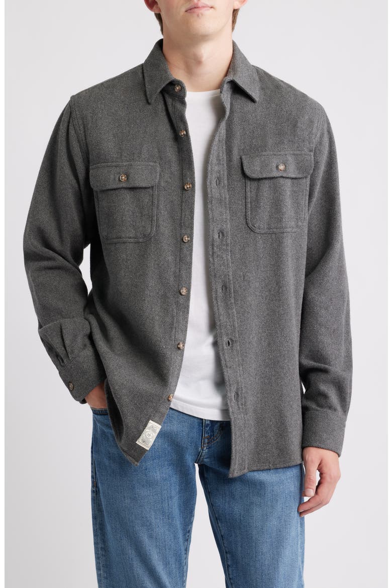 Flannel Work Shirt, Main, color, HEATHER GREY