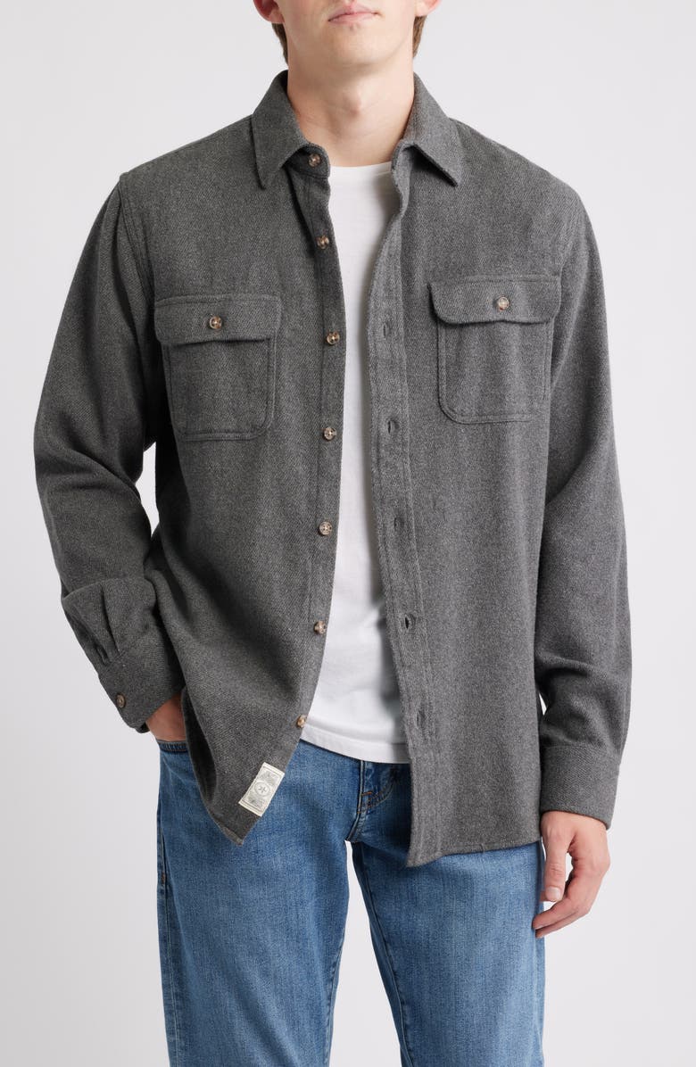 Schott NYC Flannel Work Shirt, Main, color, Heather Grey
