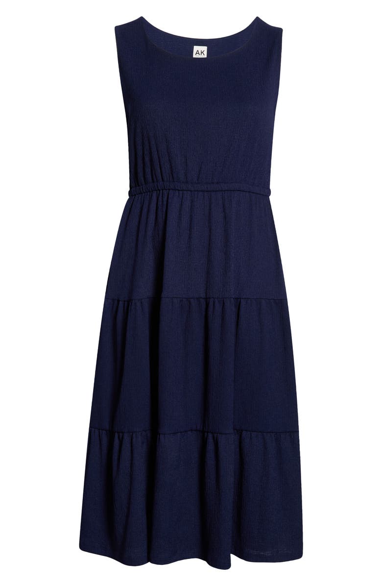 AK ANNE KLEIN Sleeveless Tiered Midi Dress, Alternate, color, Distant Mountain