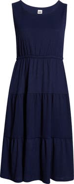 AK ANNE KLEIN Sleeveless Tiered Midi Dress