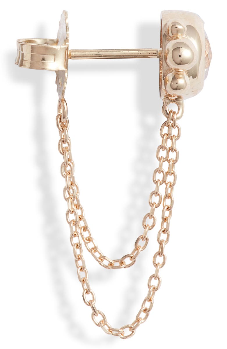 Anzie Bonheur White Topaz Chain Stud Earrings, Alternate, color, Yellow Gold/ White