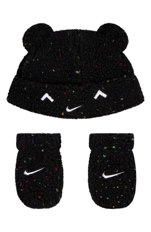 Nike Cozy Comfort Peak Beanie & Gloves Set In Black