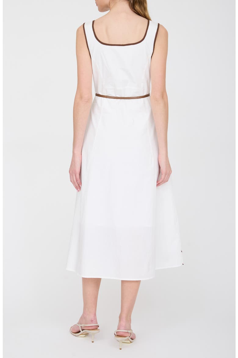 belted cotton midi dress Carolina Herrera Short-Sleeve Belted Cotton A-Line Midi Dress