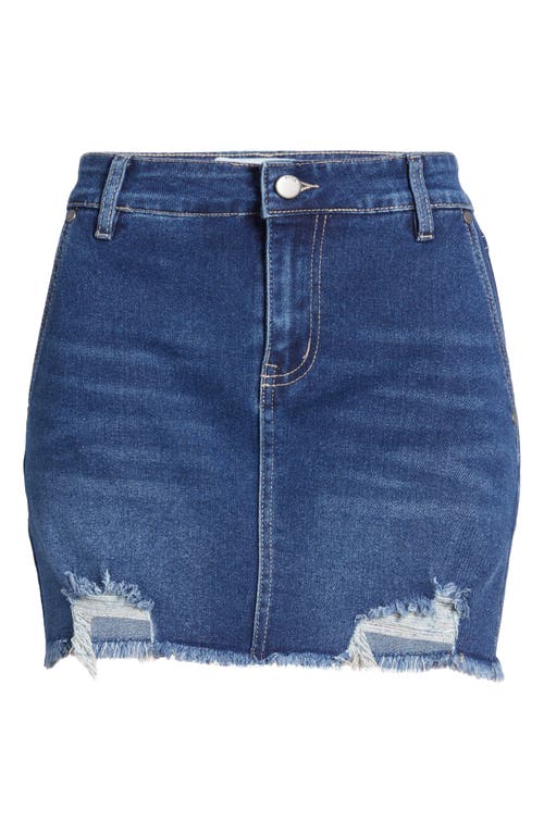 Ptcl Eira Easy Stretch Distressed Denim Miniskirt In Med Ind Decon