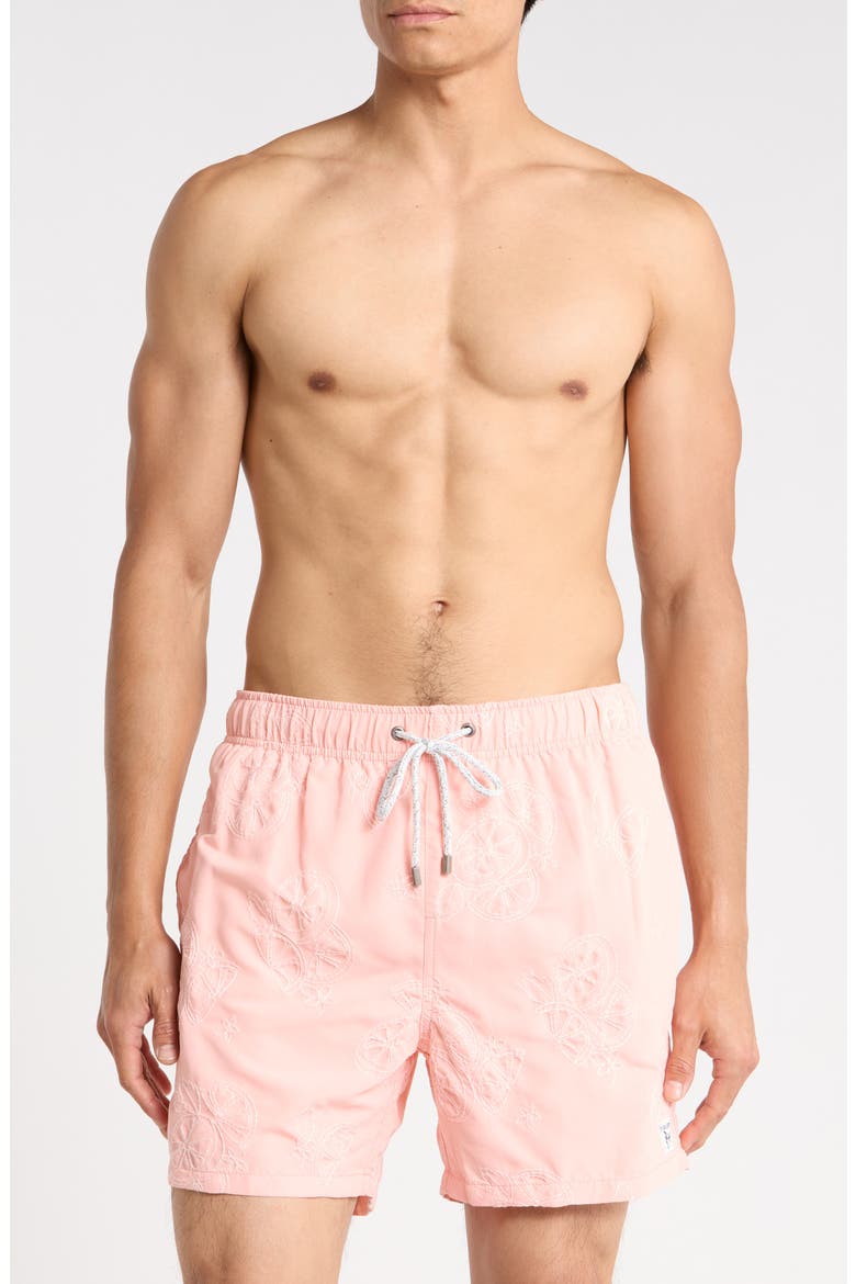 Embroidered Orange Swim Trunks, Main, color, ORANGE