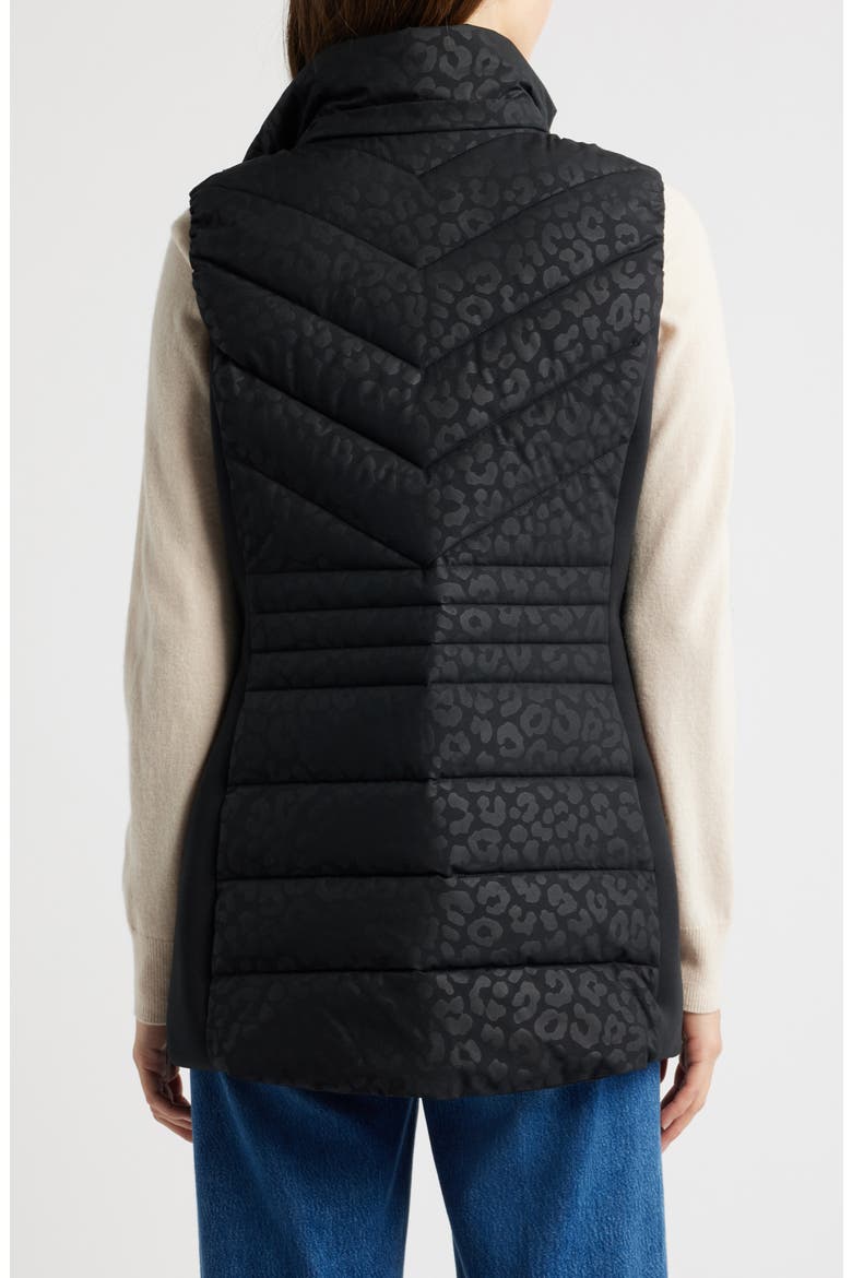 Faux Fur Trim Quilted Vest, Alternate, color, BLACK