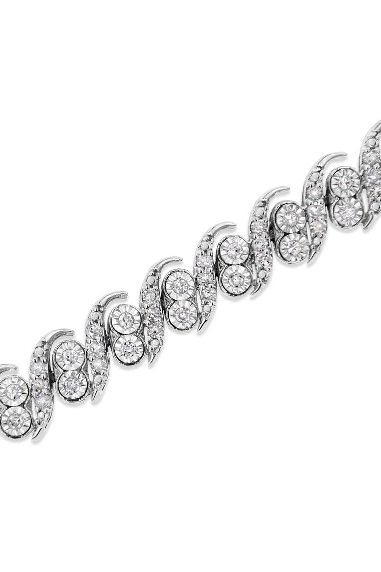 Silver 2.0 Cttw Round-Cut Diamond "S" Link Bracelet, Alternate, color, White