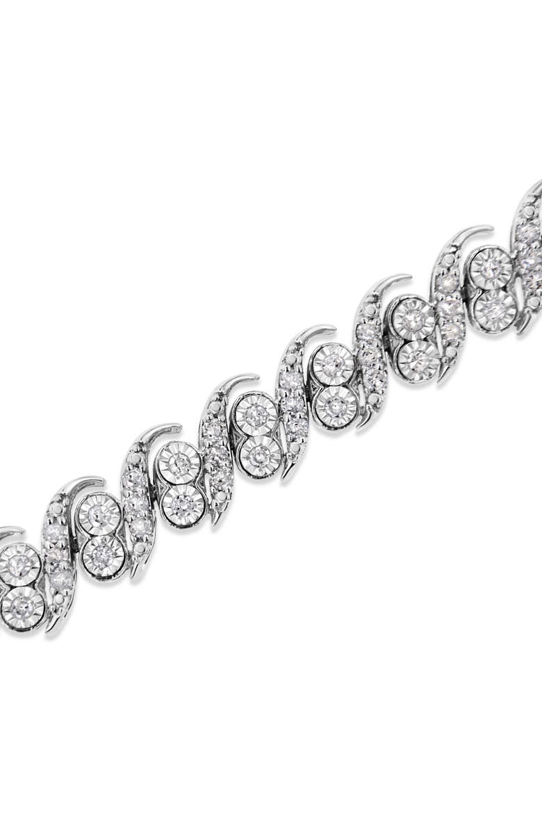Haus of Brilliance Silver 2.0 Cttw Round-Cut Diamond "S" Link Bracelet, Alternate, color, White