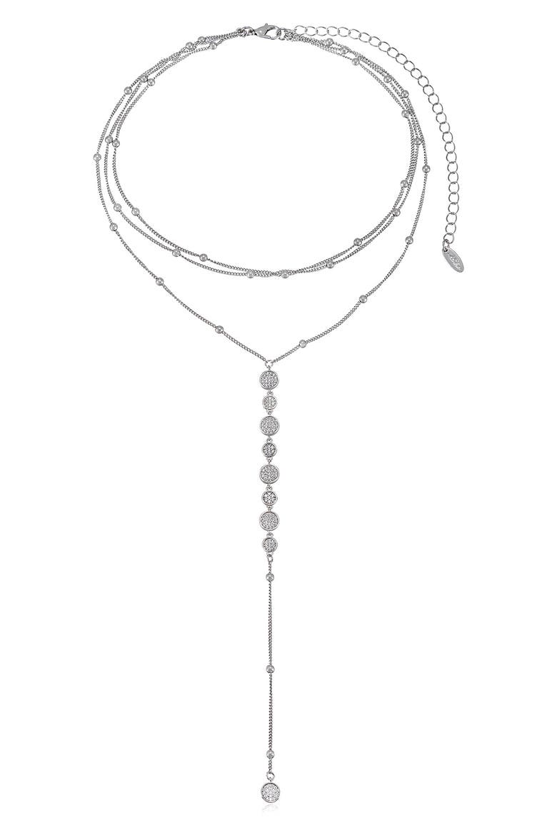Triple Layer Y-Necklace, Main, color, SILVER