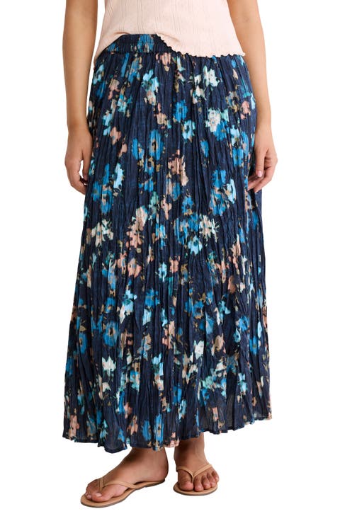 Floral Cotton Crinkle Maxi Skirt