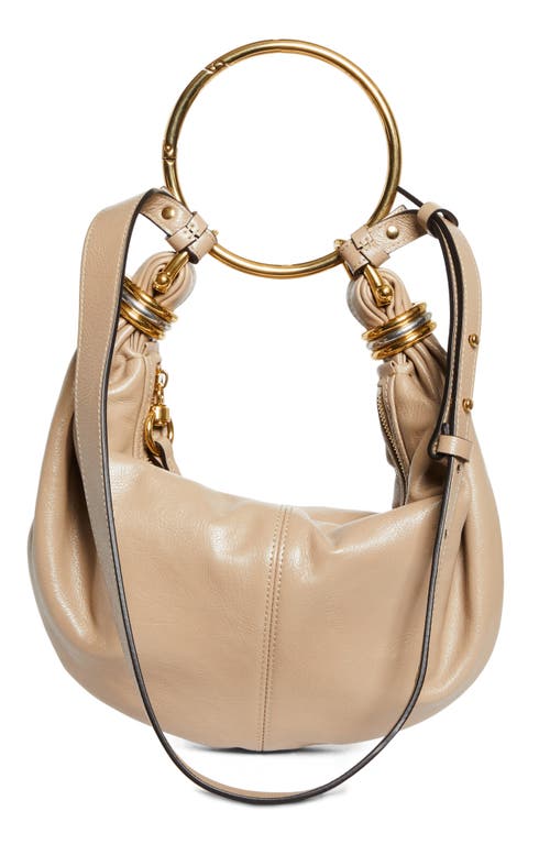 Chloé Small Leather Handbag With Top Handle And Decorative Laces In Boyish Brown
