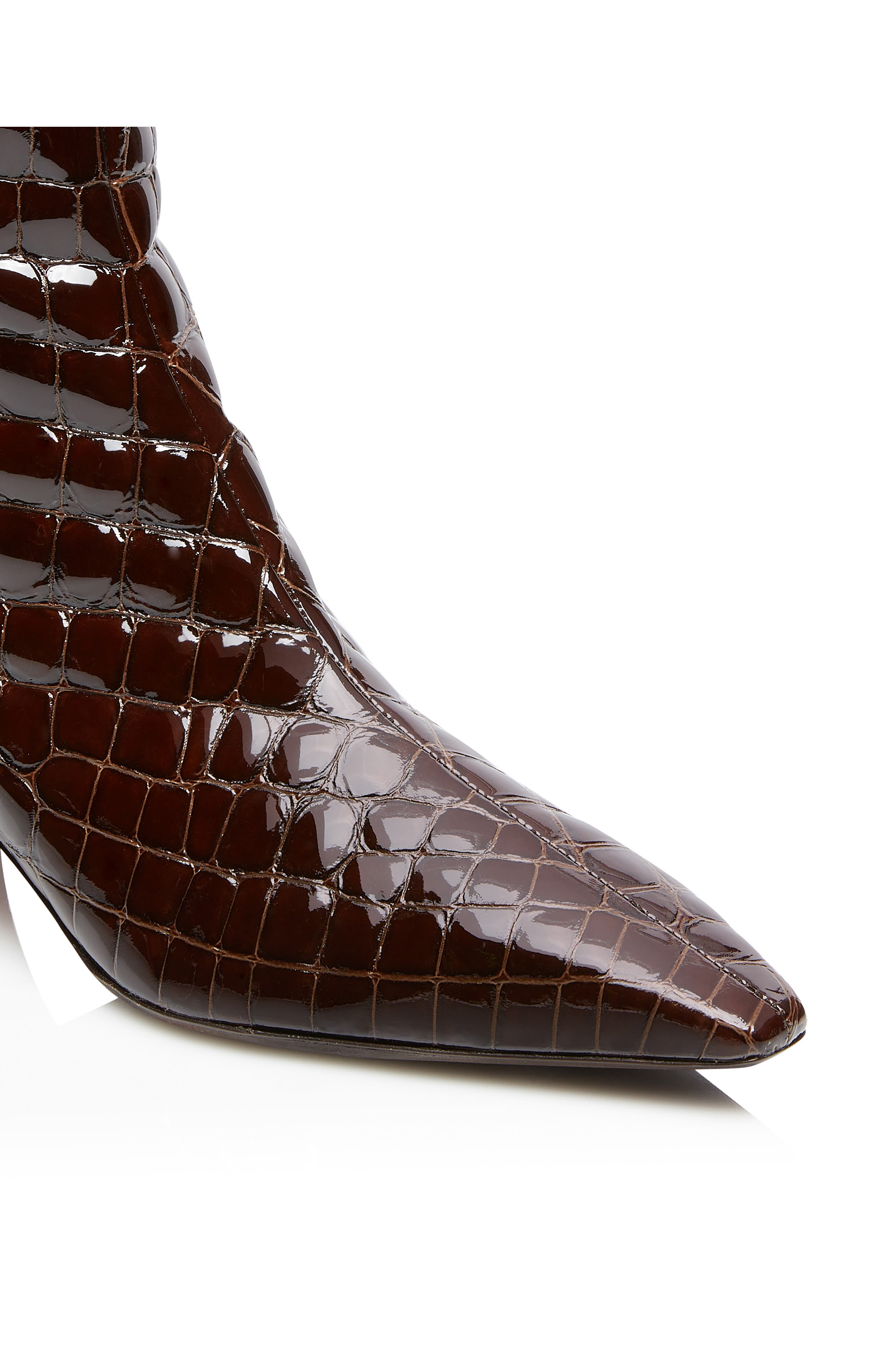 Aquazzura Tres St. Honore Croc Embossed Genuine Kangaroo Leather Bootie, Alternate, color, 