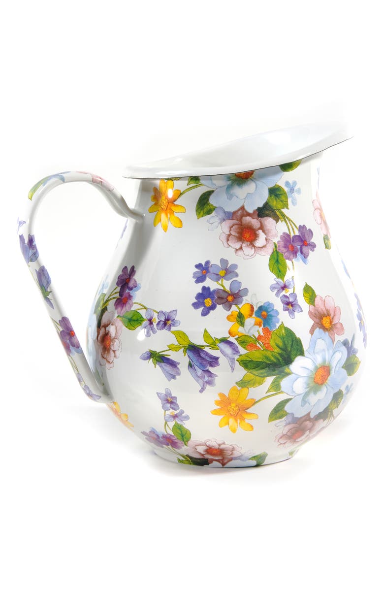 MACKENZIE CHILDS White Flower Market Pitcher, Main, color, White Multi