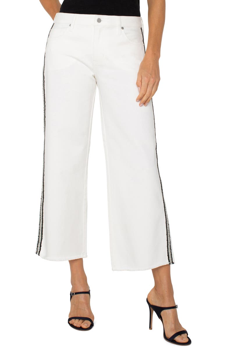 Liverpool Los Angeles Stride Braided Stripe Frayed High Waist Crop Wide Leg Jeans, Main, color, 