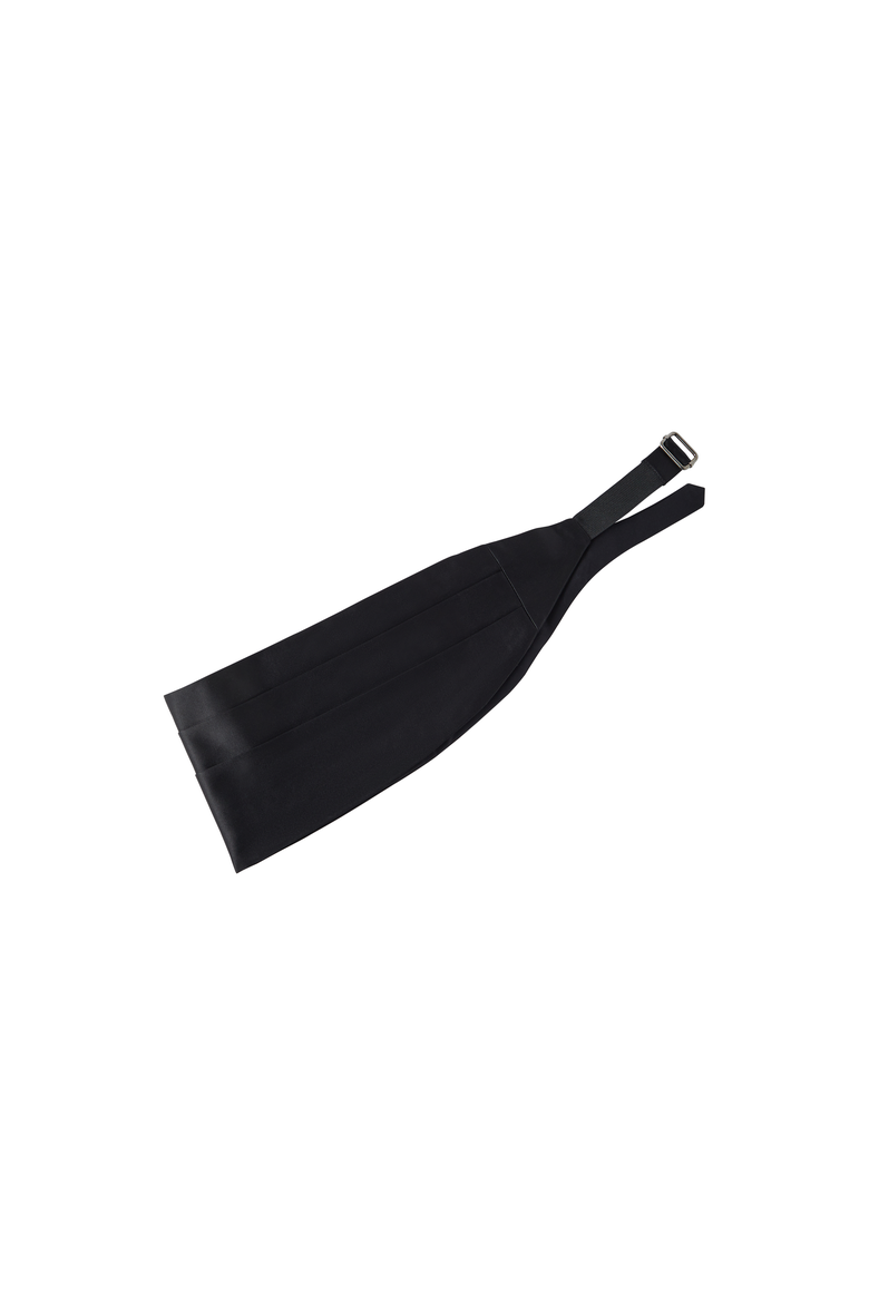 Cotton and silk satin cummerbund, Alternate, color, Black