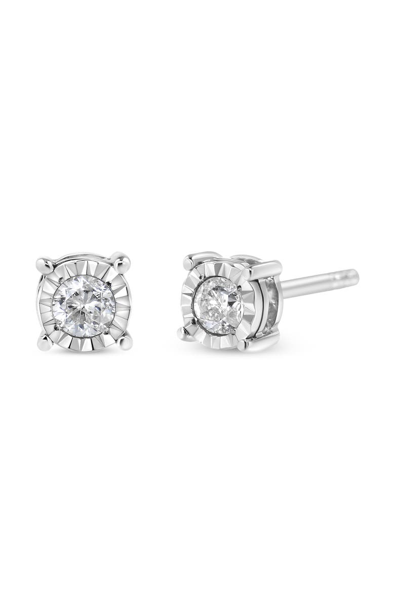 Haus of Brilliance Silver 1/5 Ct Diamond Miracle-Set Stud Earrings, Alternate, color, White