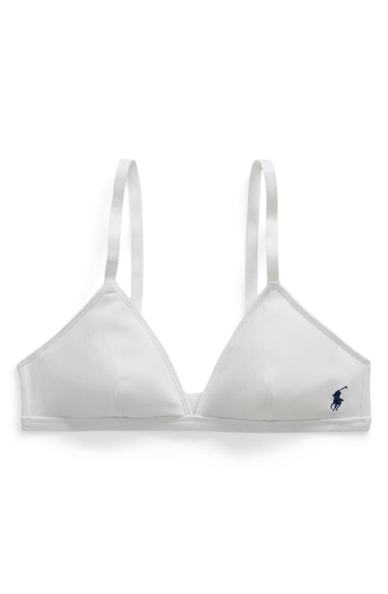 Polo Ralph Lauren Stretch Cotton Rib Triangle Bralette, Alternate, color, White Cloud
