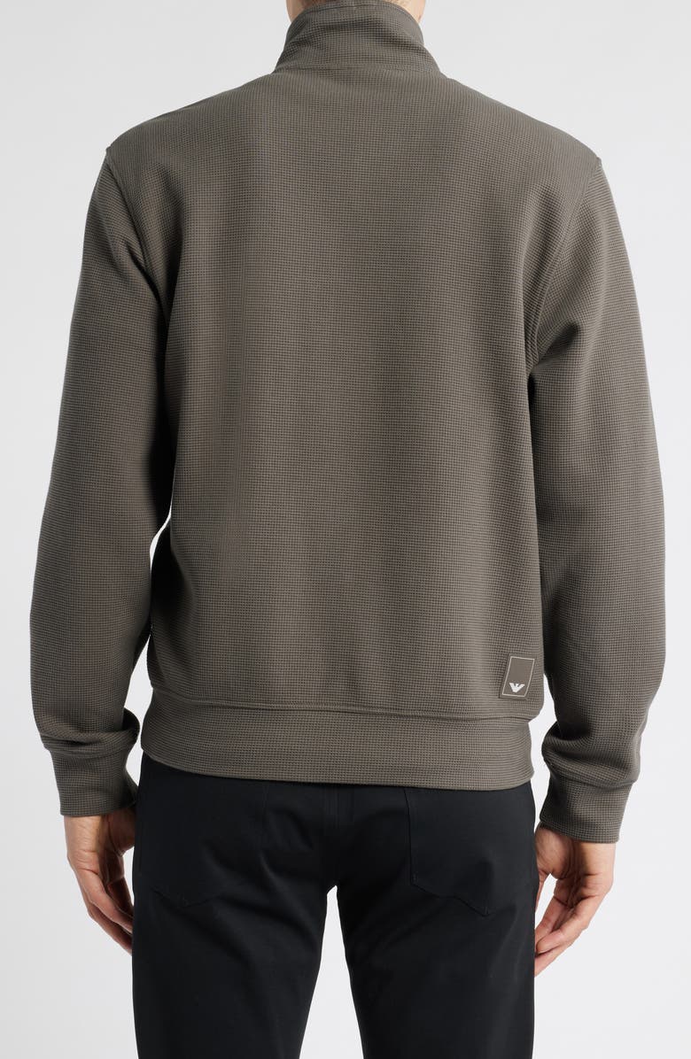 Emporio Armani Waffle Texture Cotton Blend Zip Jacket, Alternate, color, Solid Medium Brown