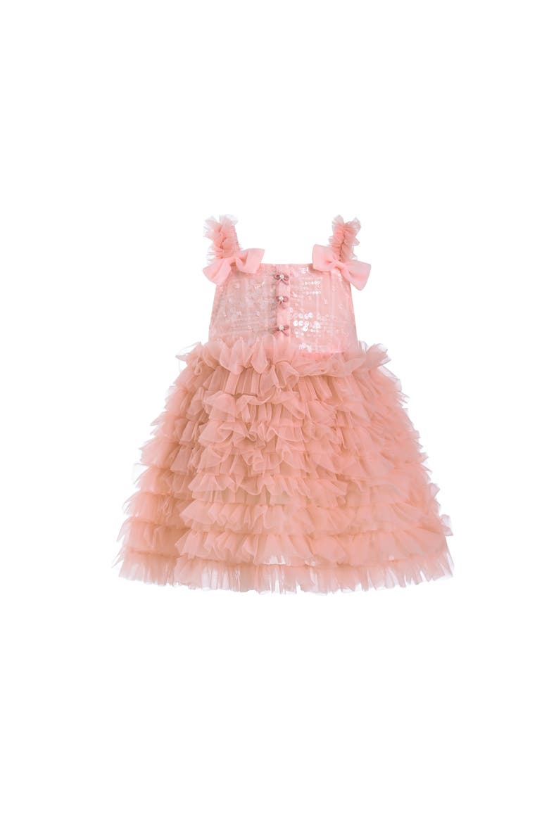 Bow Tiered Tulle Dress, Main, color, Pink