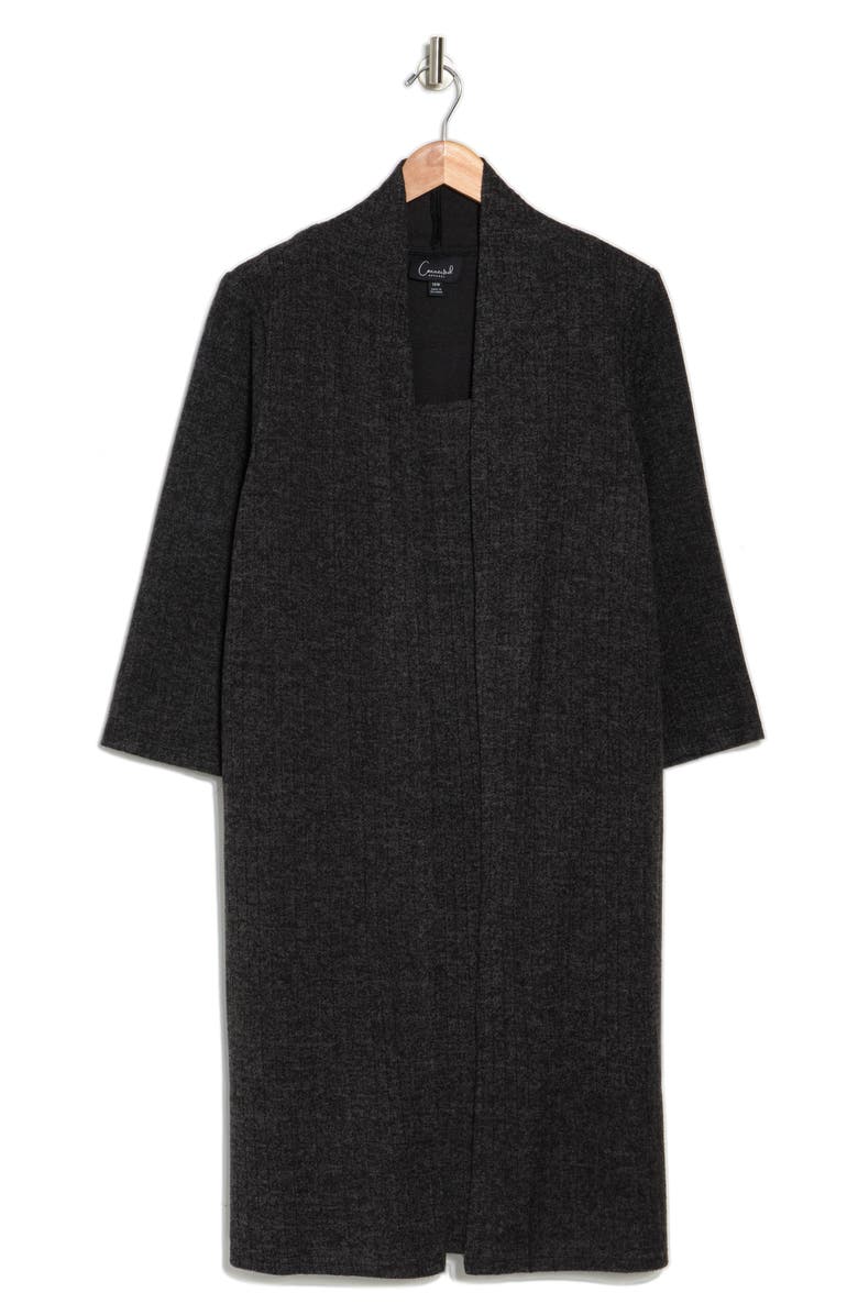 Connected Apparel Rib Knit Jacket Midi Dress, Alternate, color, Black