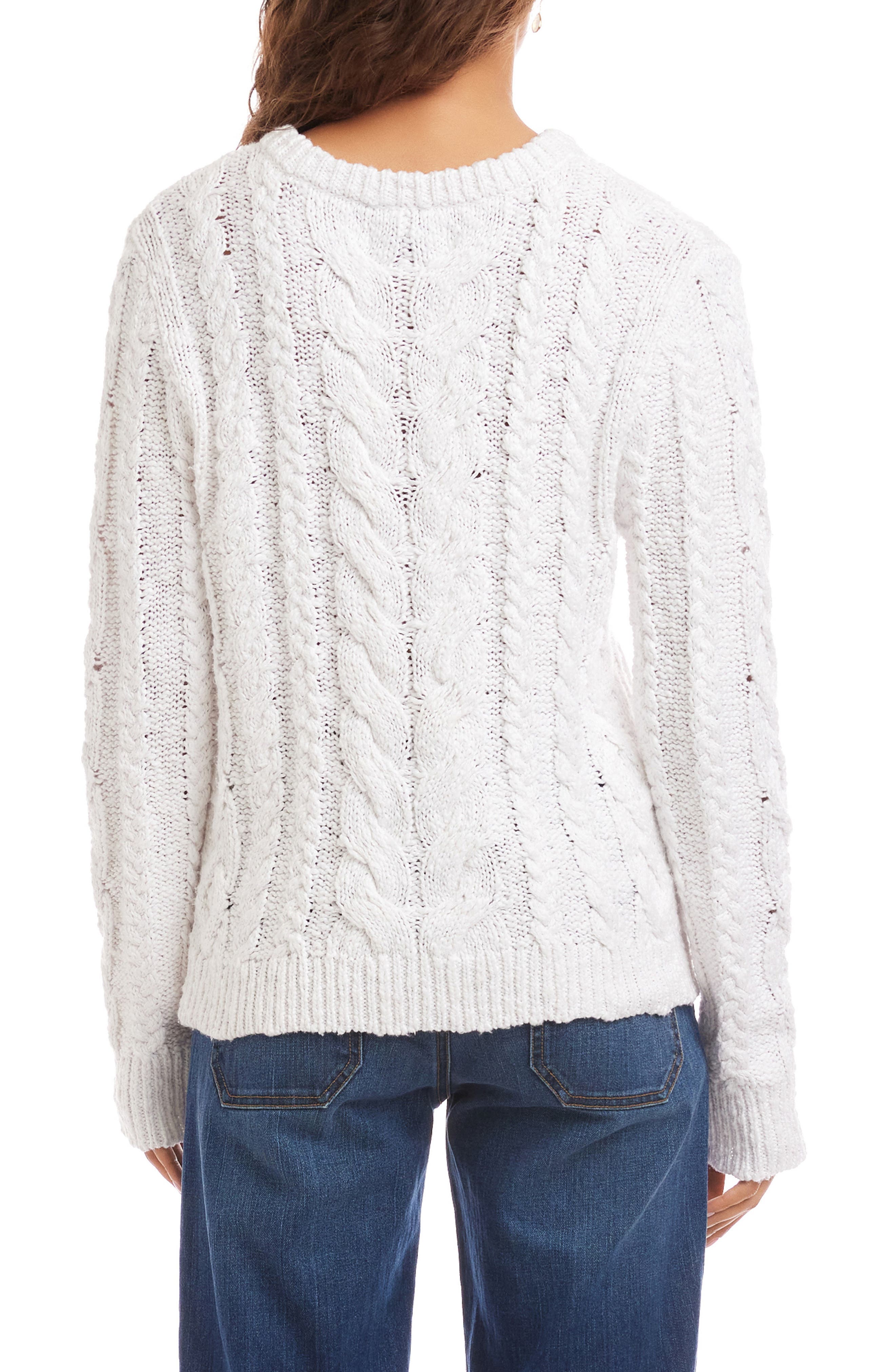 Cable Stitch V-Neck Cotton Sweater - image 2