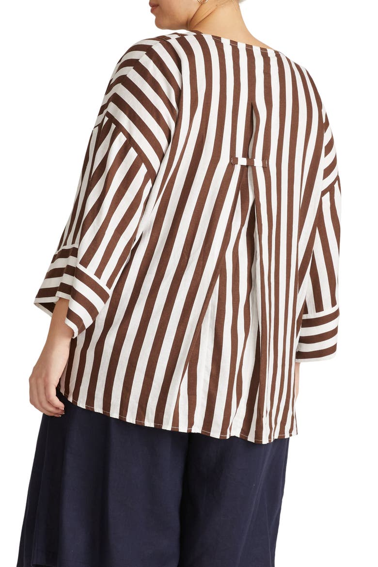 Elio Print Linen Blend Top, Alternate, color, PEPPERCORN STRIPE