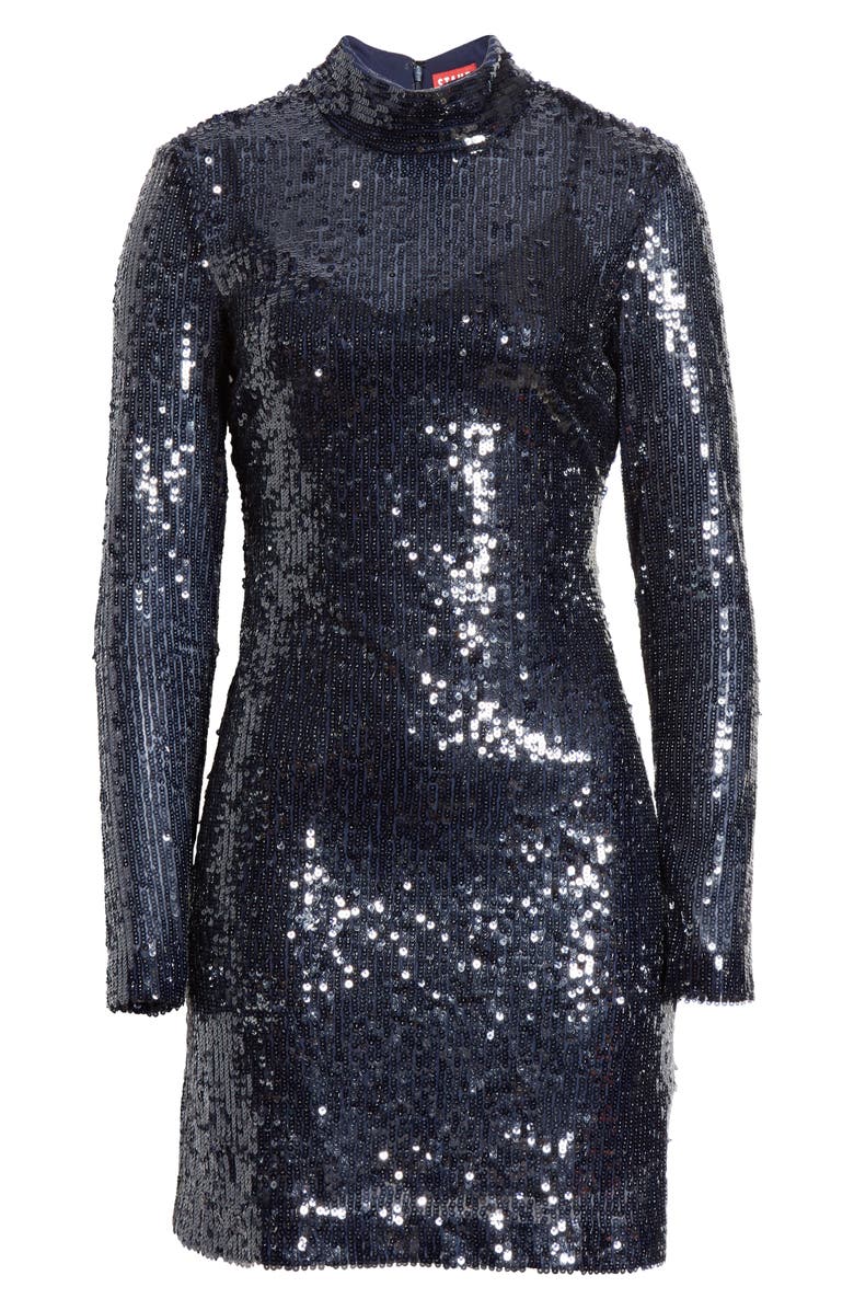 STAUD Liza Sequin Long Sleeve Minidress, Alternate, color, 