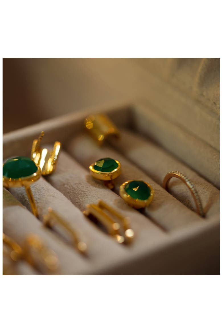 Siren Stud Earrings, Alternate, color, GOLD/ GREEN ONYX