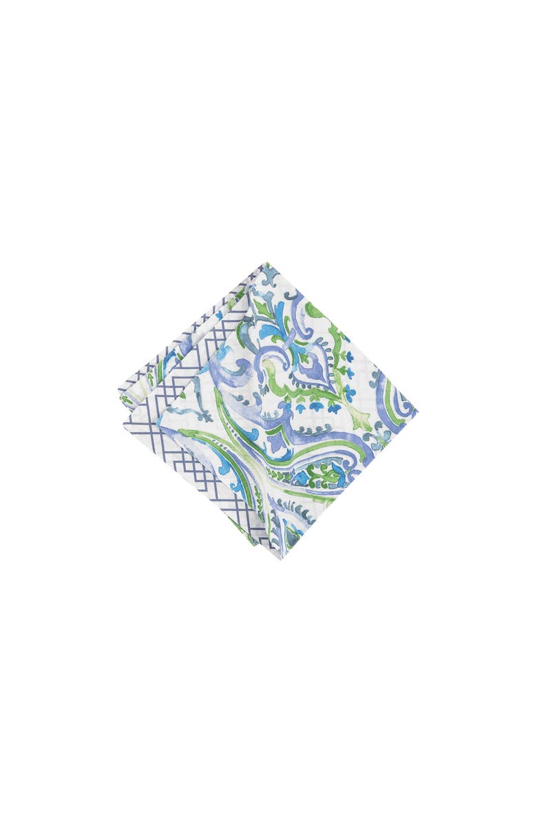 C&F Home Juliet Reversible Bright Paisley Cloth Napkin Set of 6, Main, color, Blue