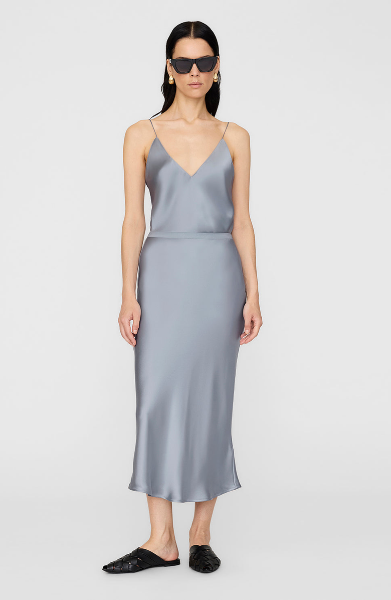 ANINE BING Bar Silk Skirt, Alternate, color, Deep Brown