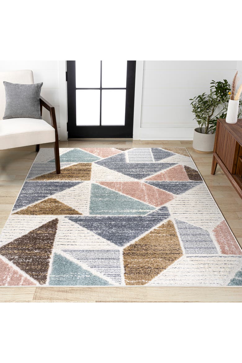 Aileen Geometric Scandi Colorblock Carved Area Rug, Alternate, color, Multi