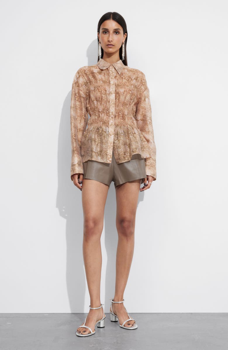 & Other Stories Smocked Peplum Shirt, Alternate, color, 