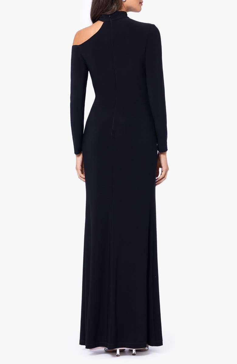 Xscape Evenings Cutout Shoulder Long Sleeve Gown, Alternate, color, 