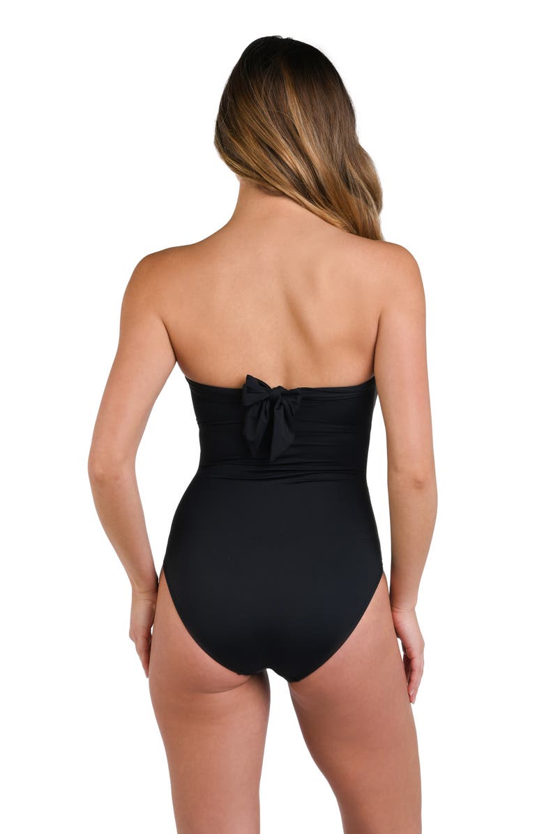 La Blanca Island Goddess Draped Bandeau One-Piece Swimsuit, Alternate, color, Black