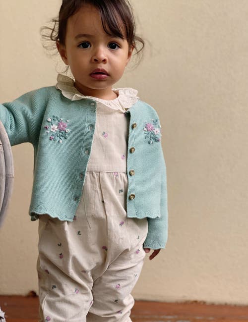 Purebaby Embroidered Corduroy Romper In Neutral